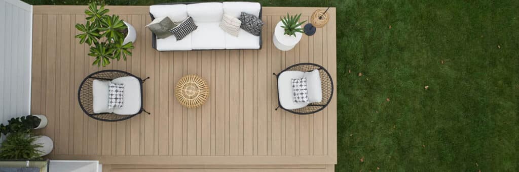 Decking Installation TimberTech Weathered Teak Vintage Collection AZEK Multi Width Decking Scandi Design Content
